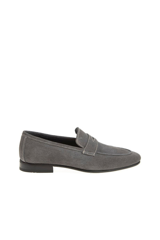 Grey Suede Penny Loafer