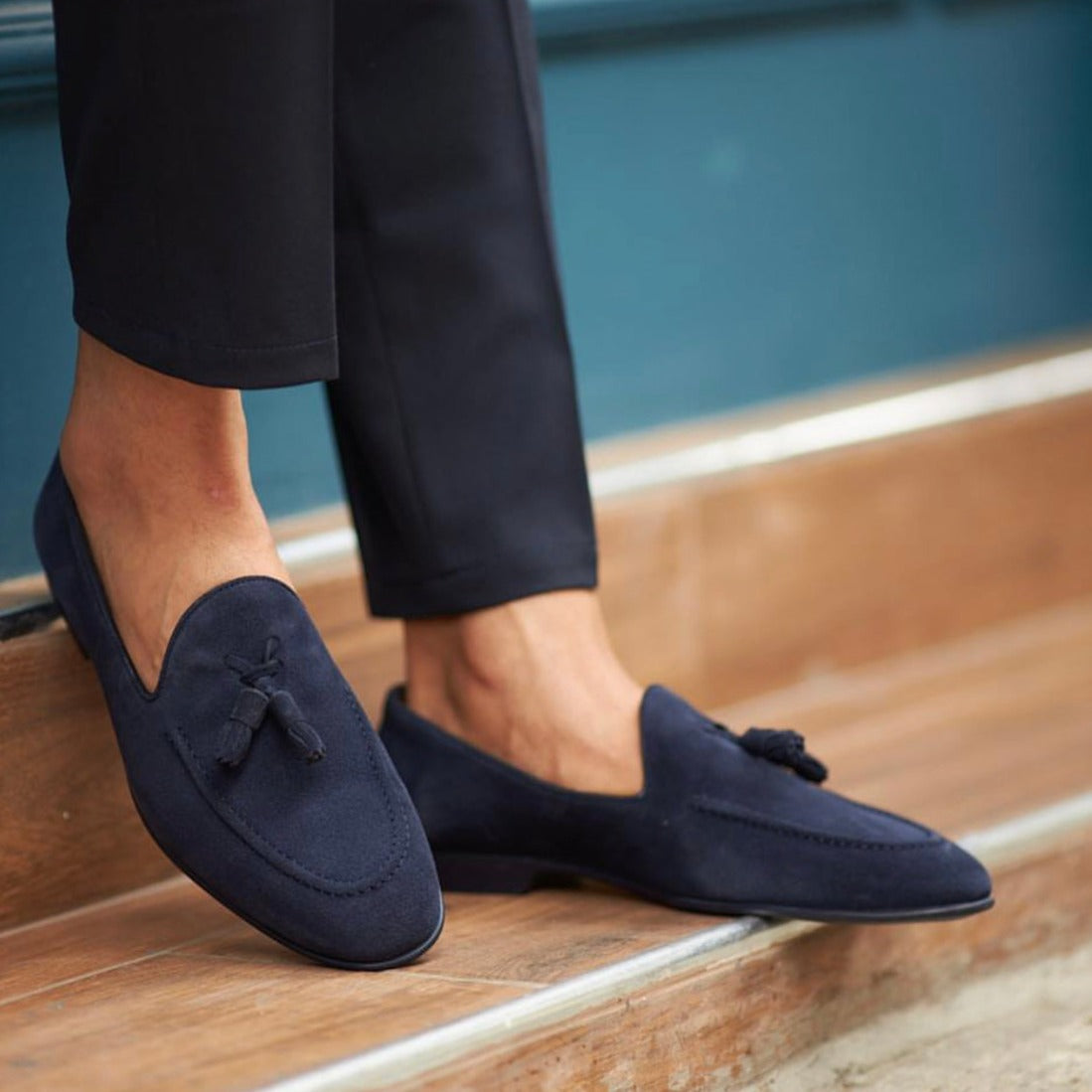 Blue Suede Tassel Loafer
