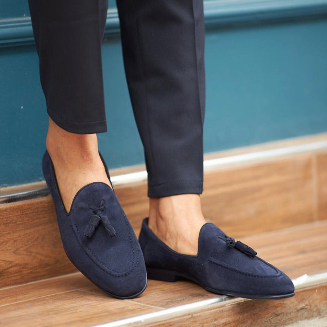 Blue Suede Tassel Loafer