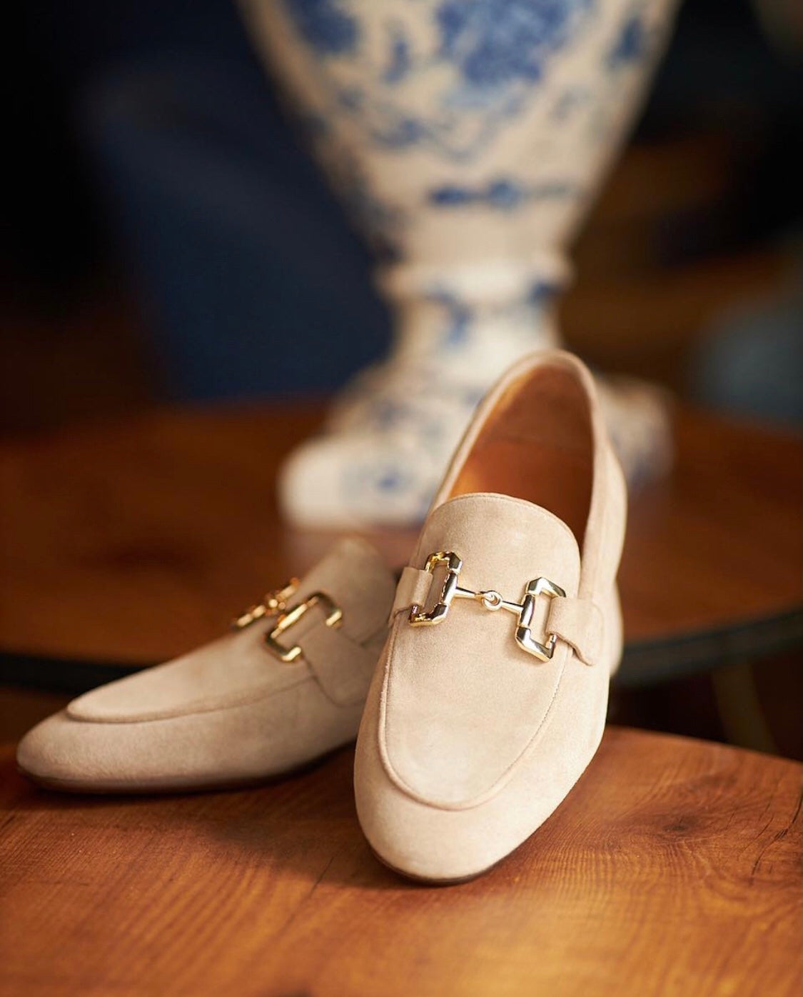 Beige Lux Suede Loafers
