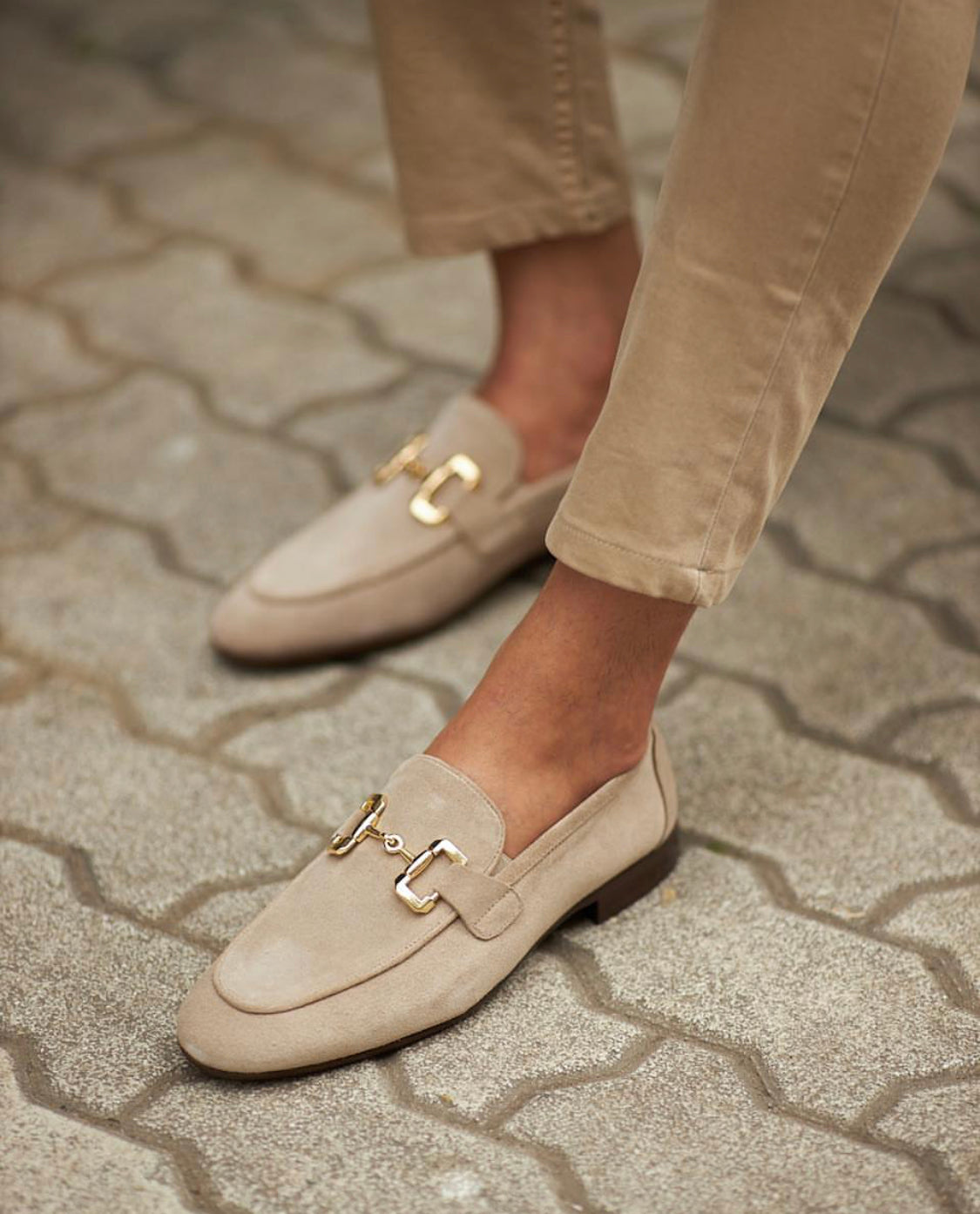 Beige Lux Suede Loafers