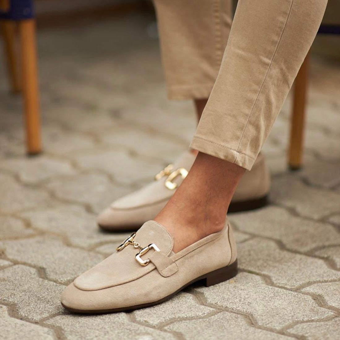 Beige Lux Suede Loafers
