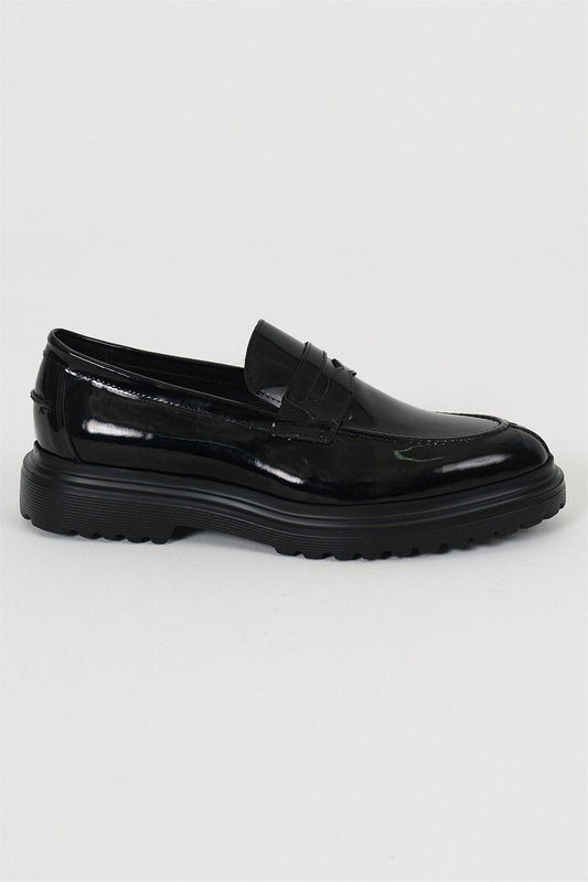 Black Patent High Sole Loafer