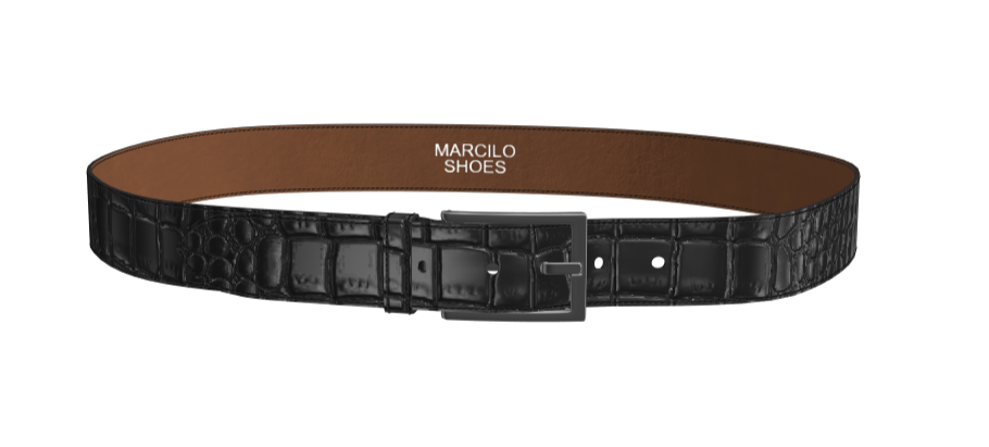 black painted croco Hampton Belt
