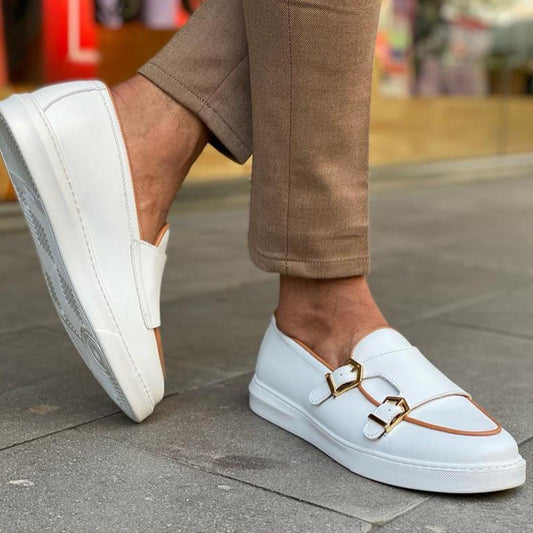 White Casual Monk Strap Eva Sole Shoes