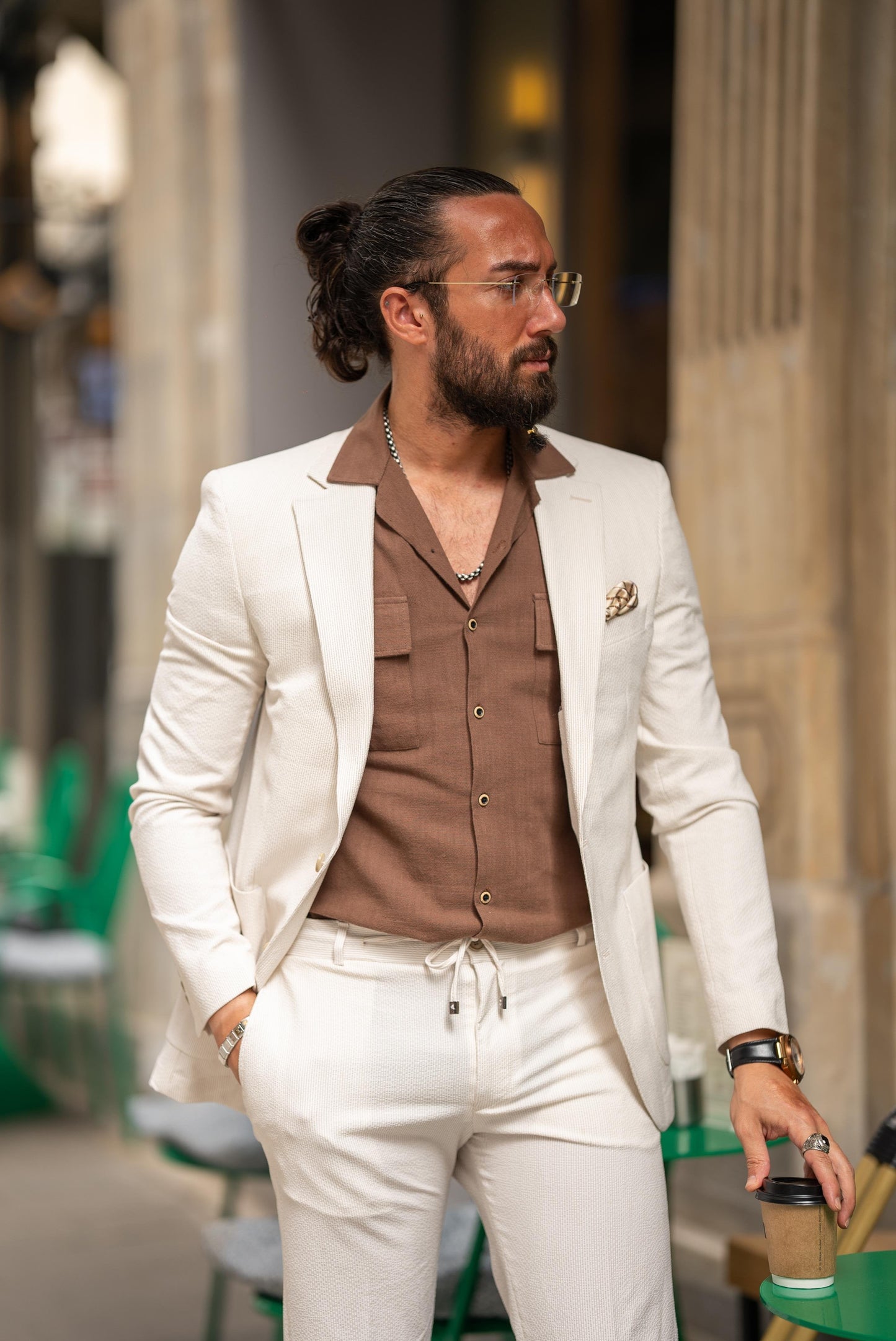 Beige Slim Fit Suit