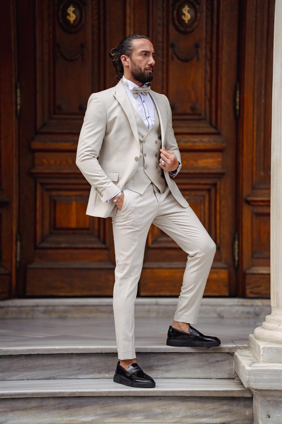 Men's Beige Tuxedo Suit