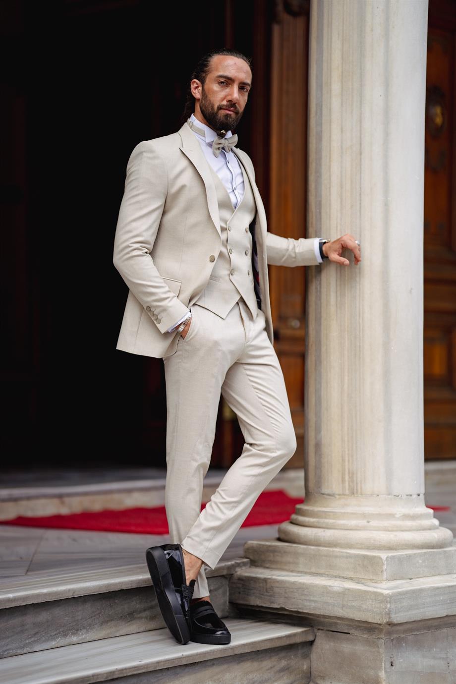 Men's Beige Tuxedo Suit
