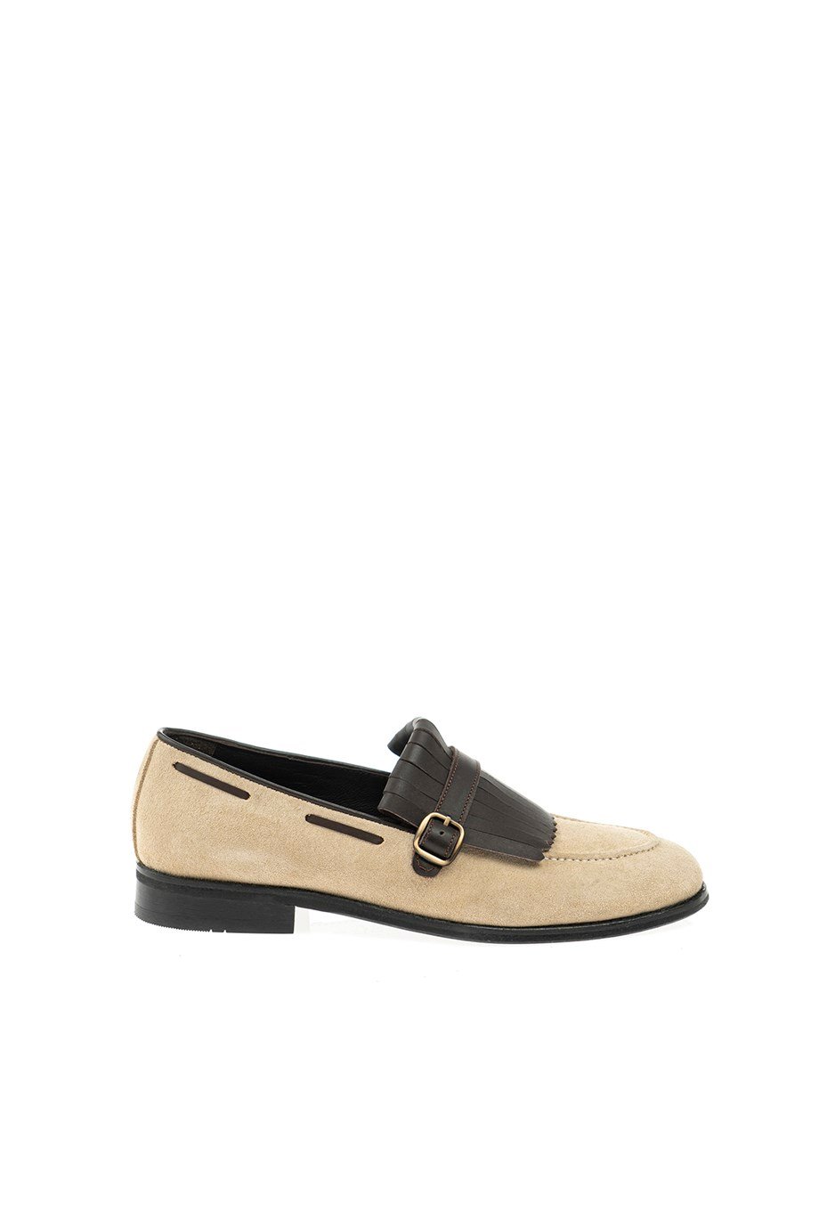 Beige Suede Fringe Loafer