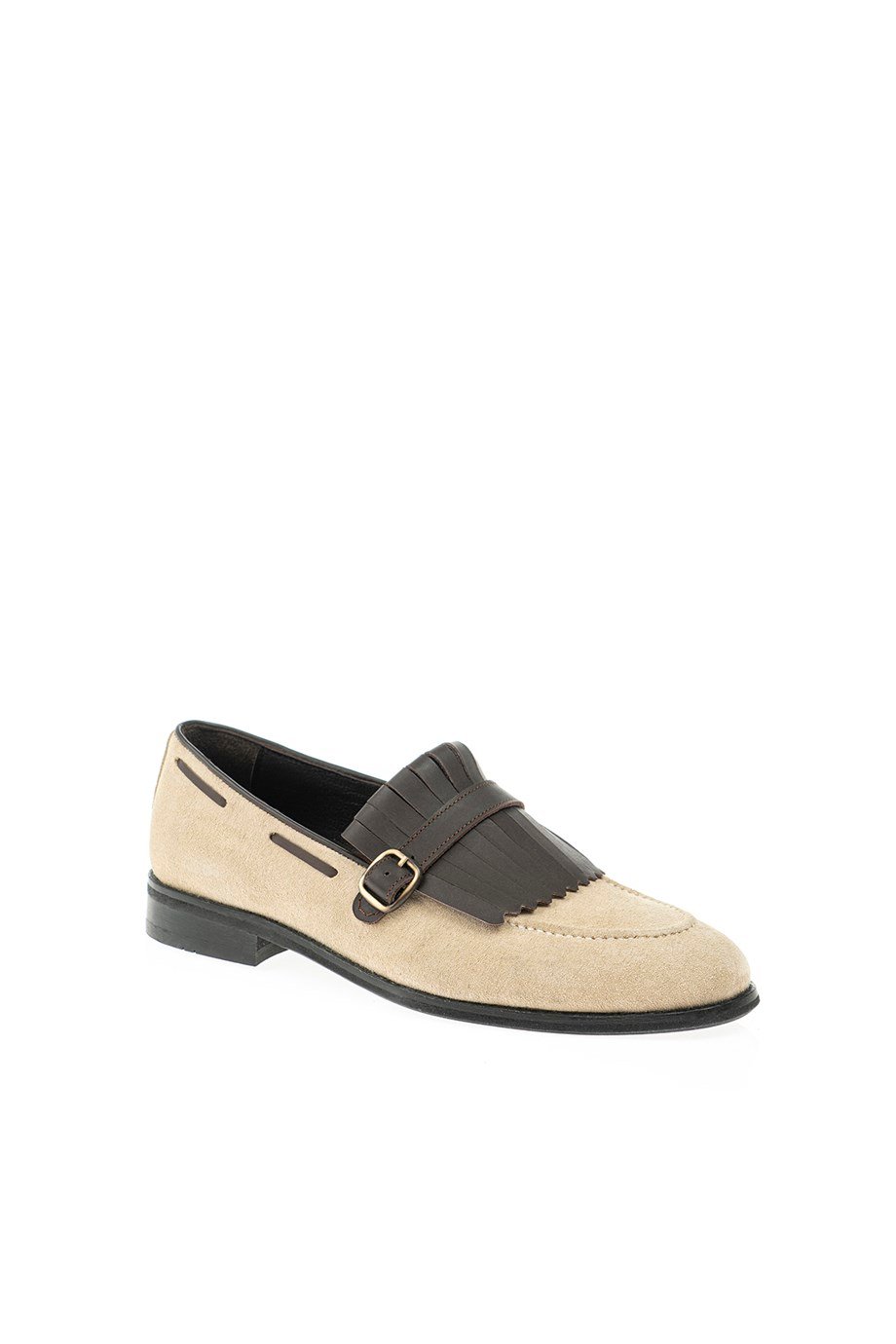 Beige Suede Fringe Loafer