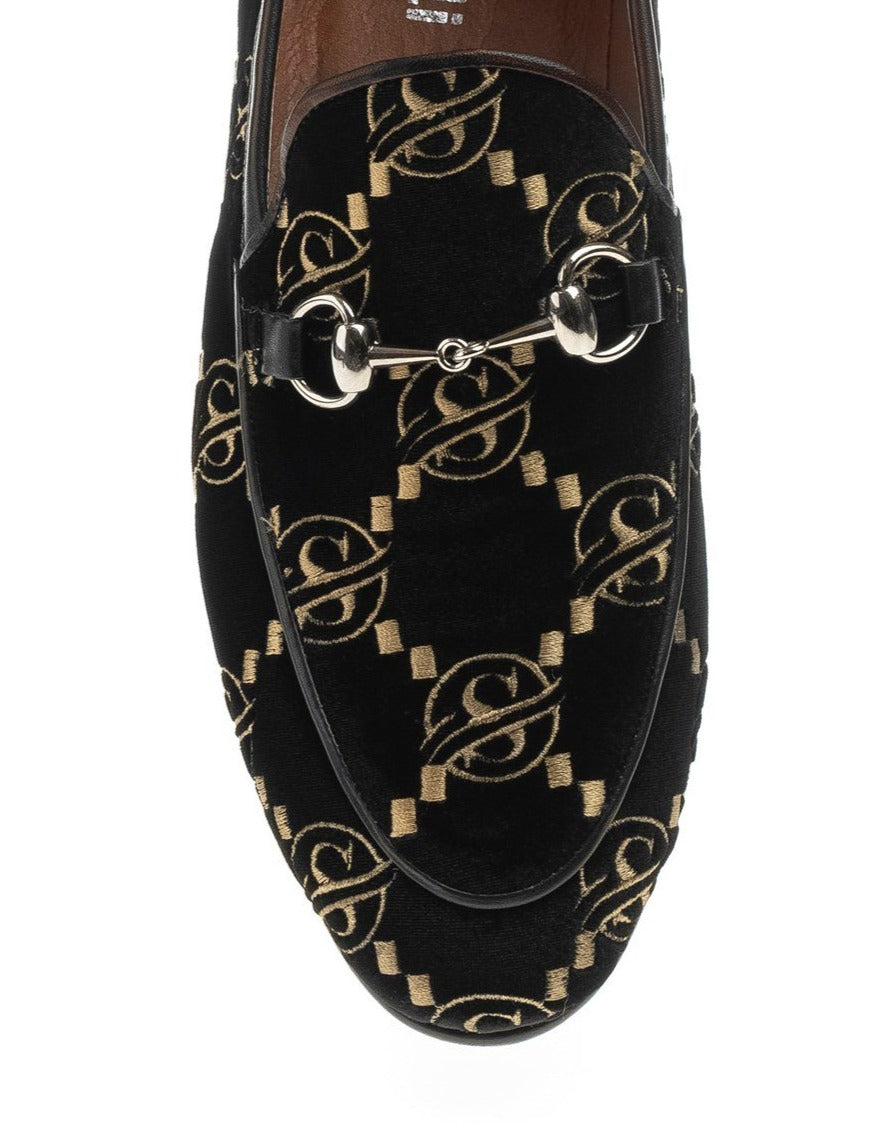 Black Embroidered Nappa Leather Loafer