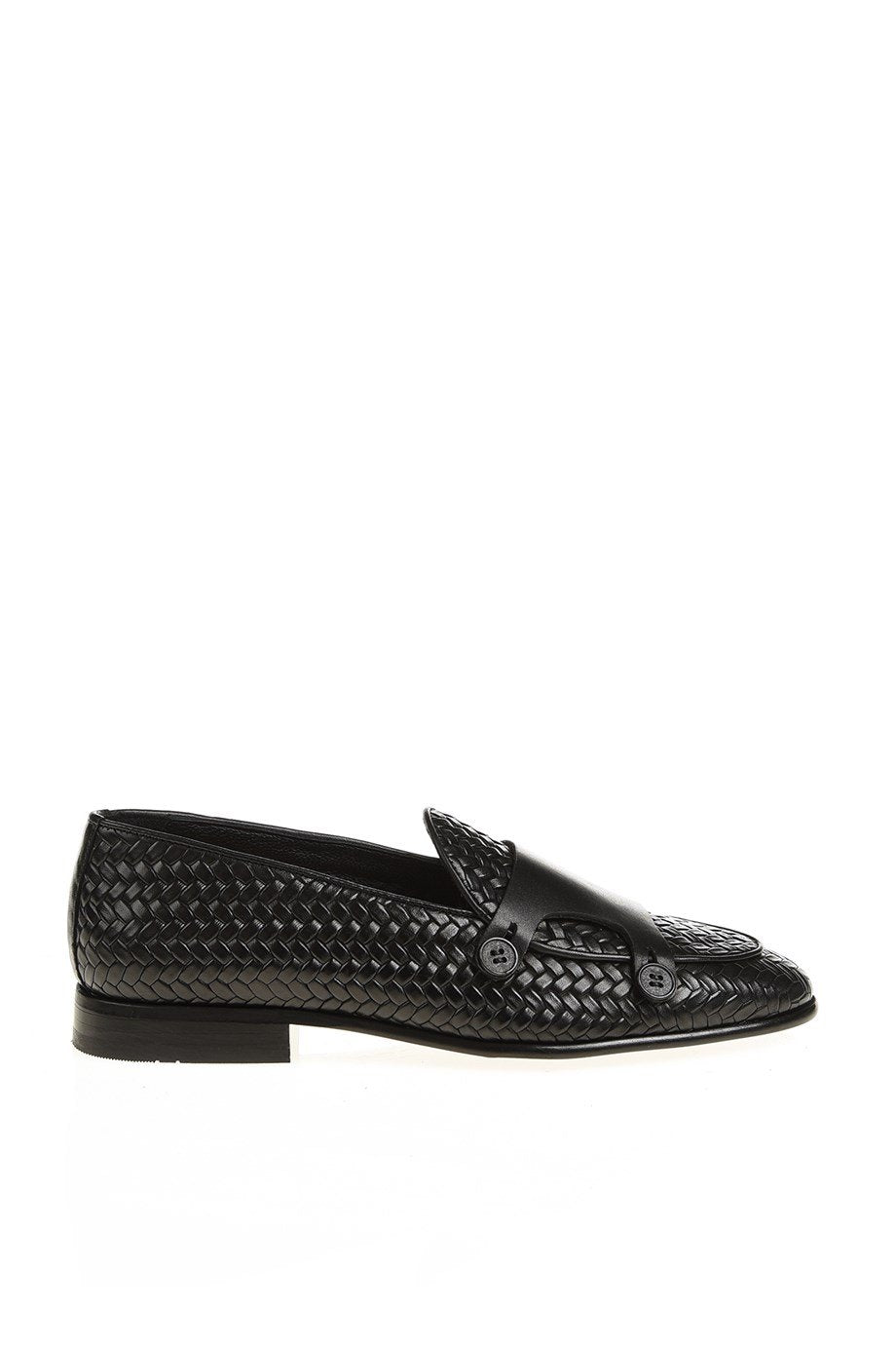 Black Pattern Double Monk Mocassin