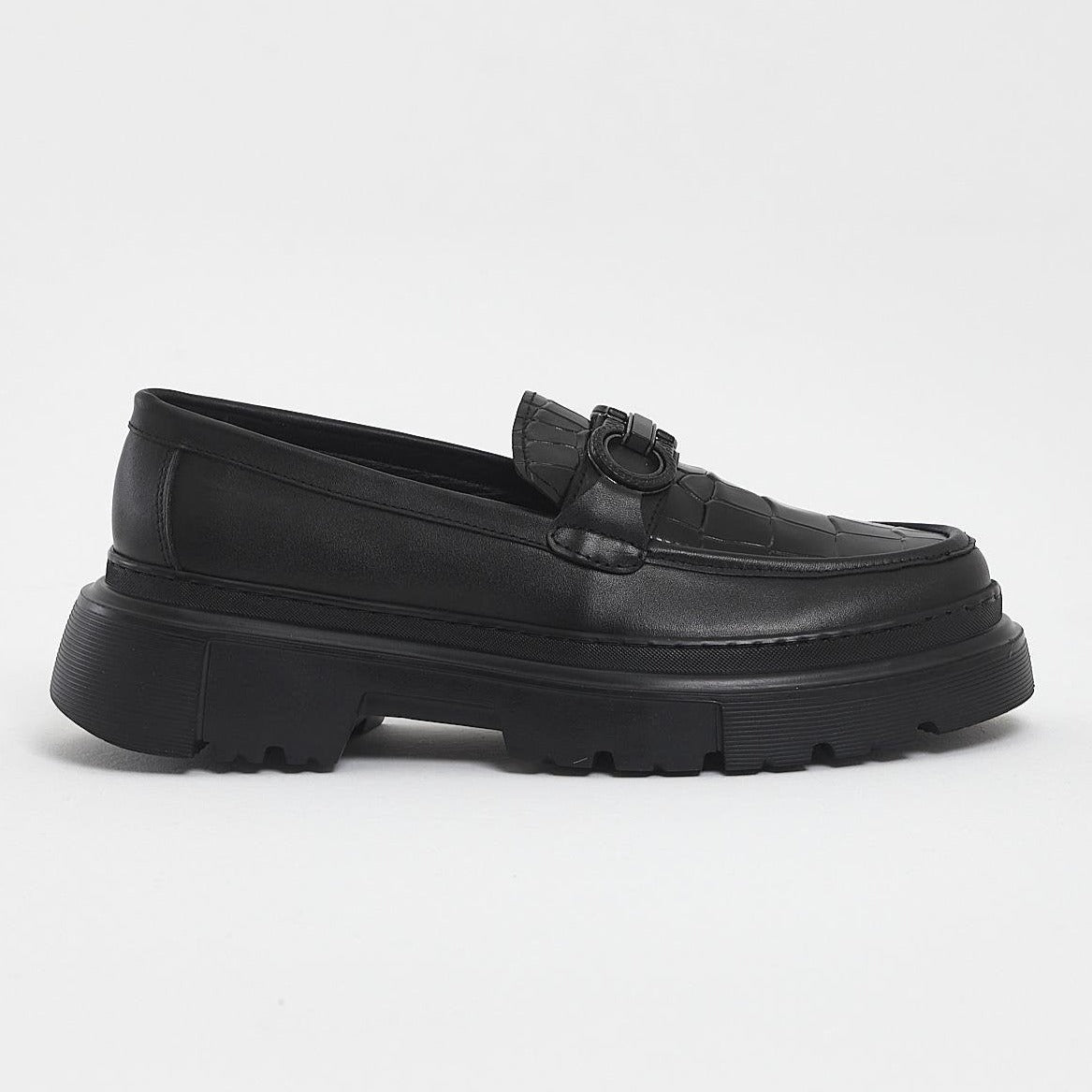 Black Croc Chunky Loafer