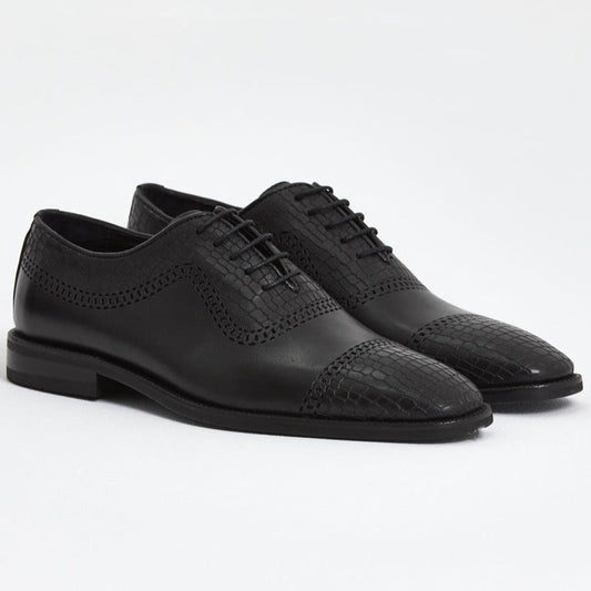 Black Printed Leather Laces