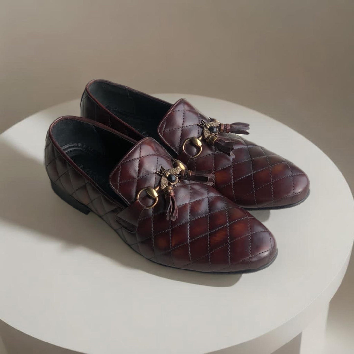 Brown Fully Diamond Loafer Bee