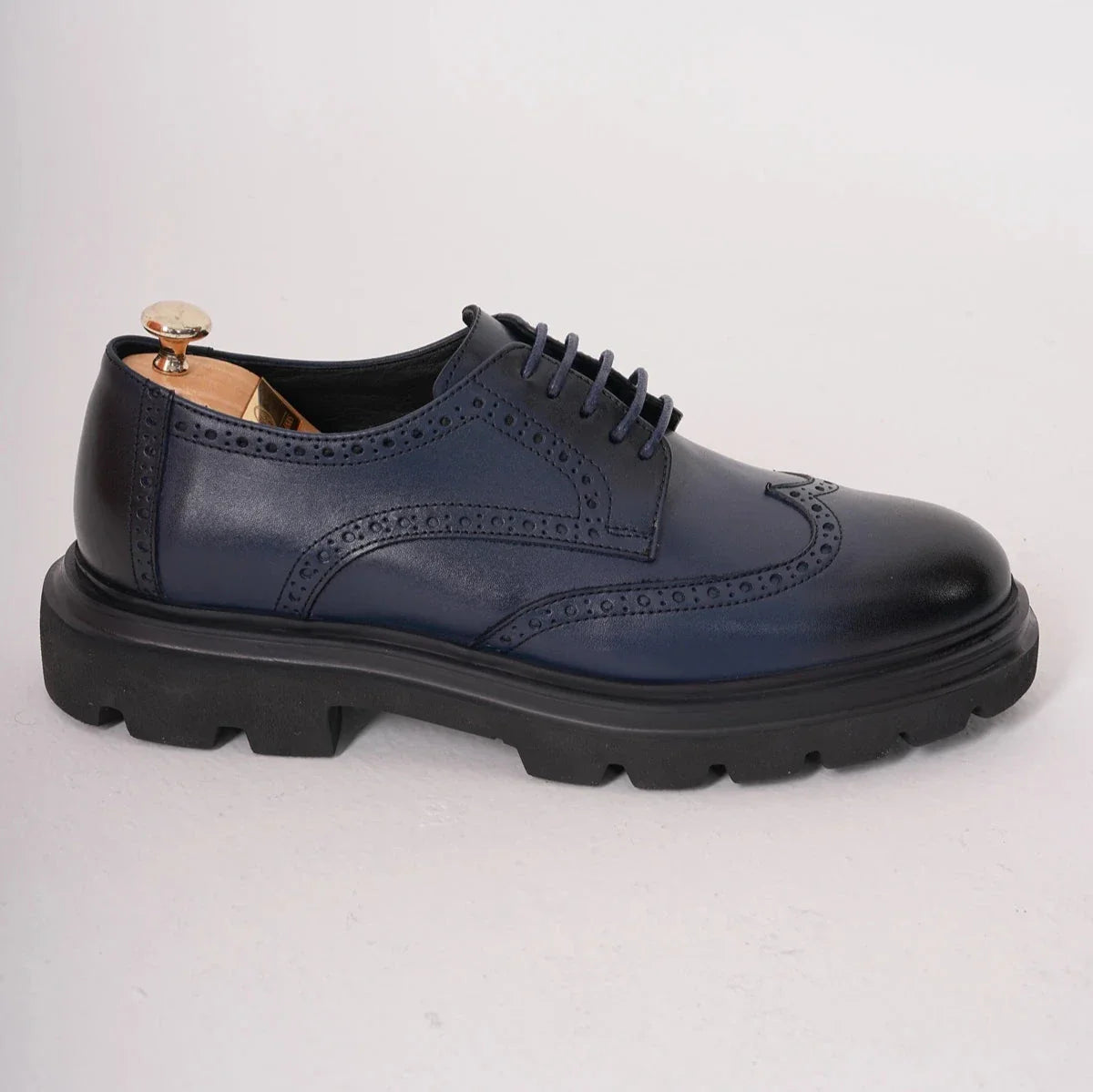 Blue Shaded Wingtip Laces Chunky