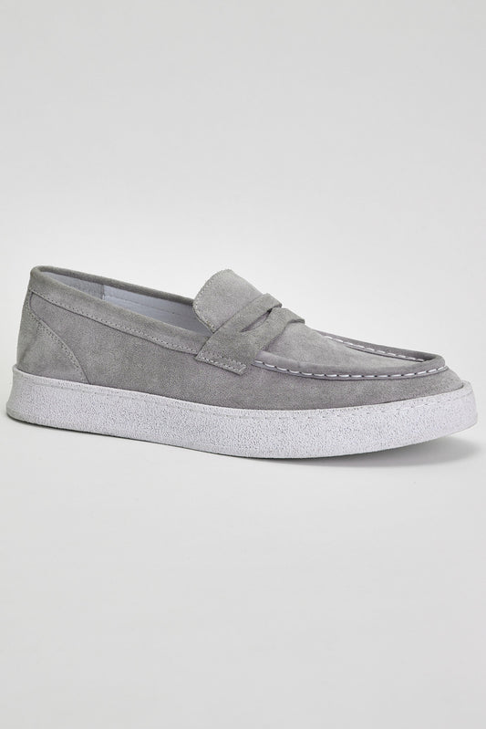 Grey Suede Casual Loafer