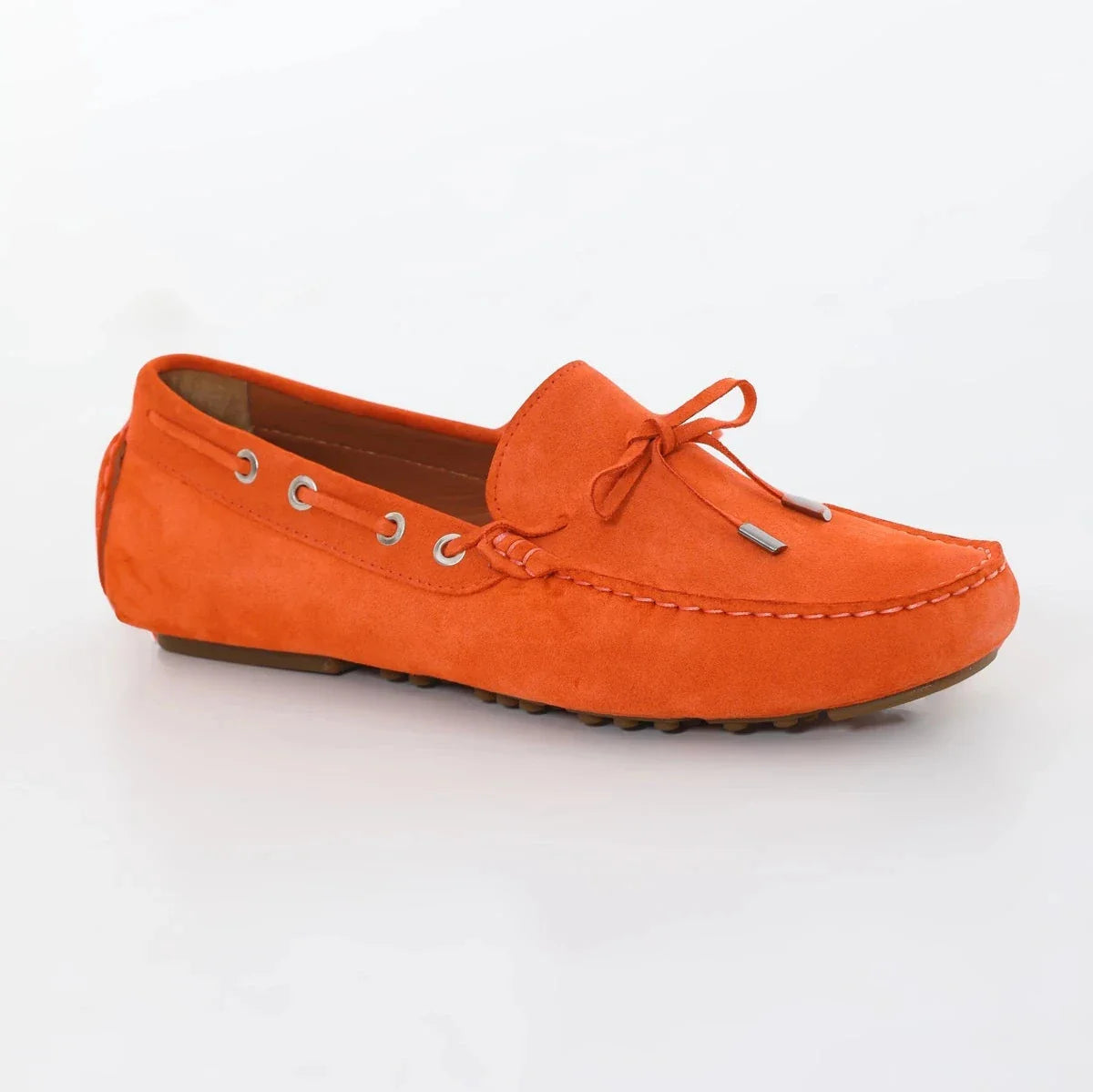 Orange Suede Driving Loafers