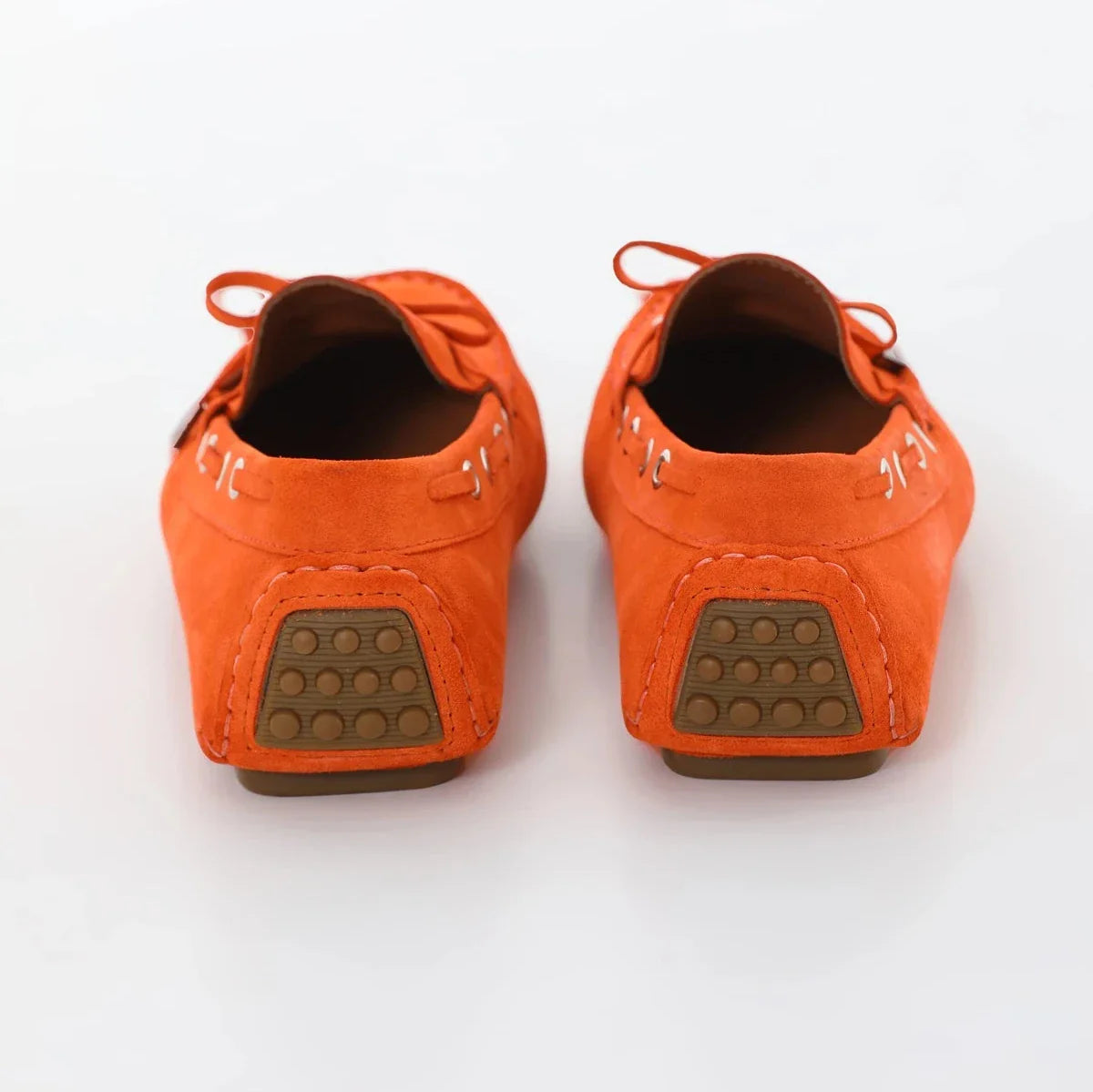 Orange Suede Driving Loafers