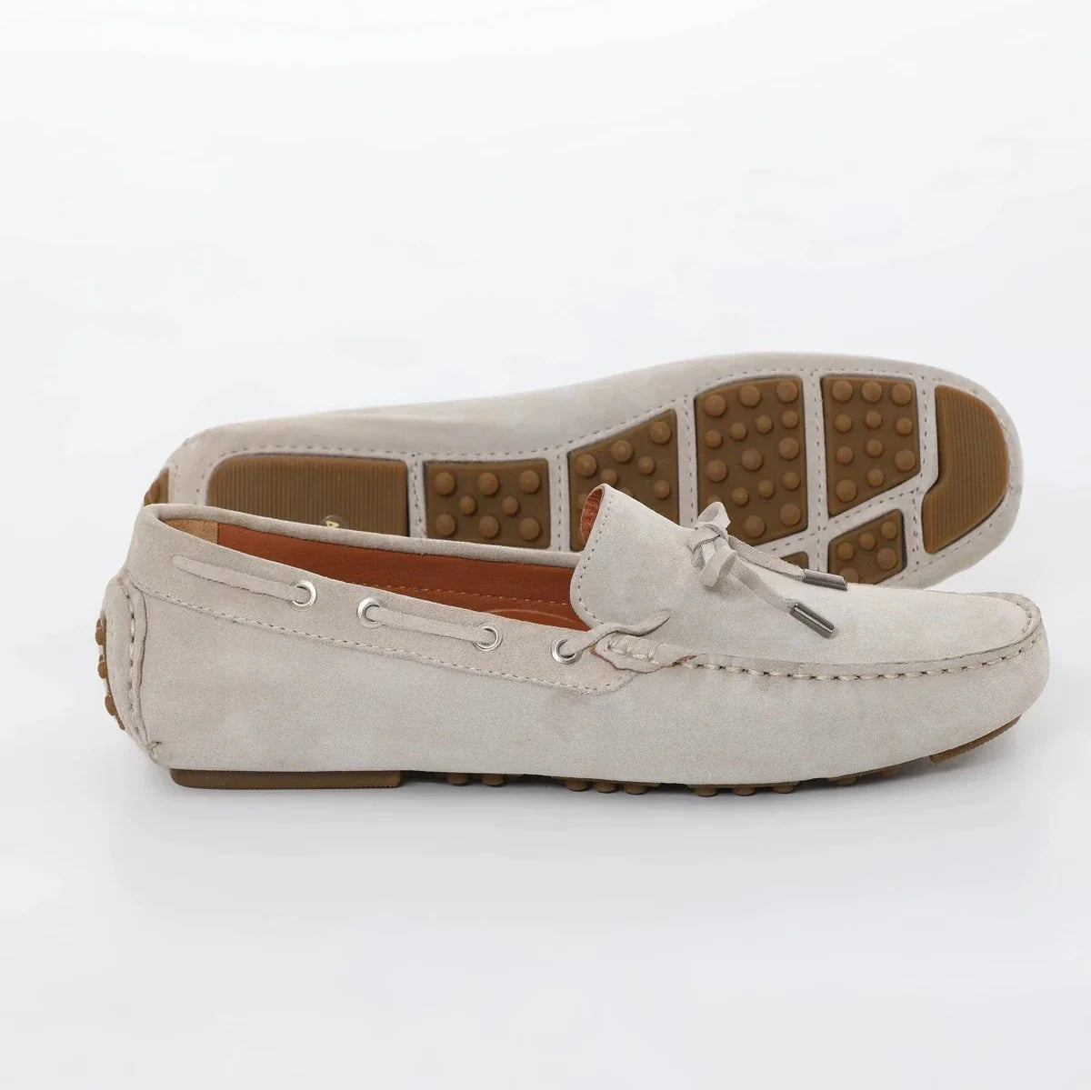 Beige Suede Leather Driving Loafer