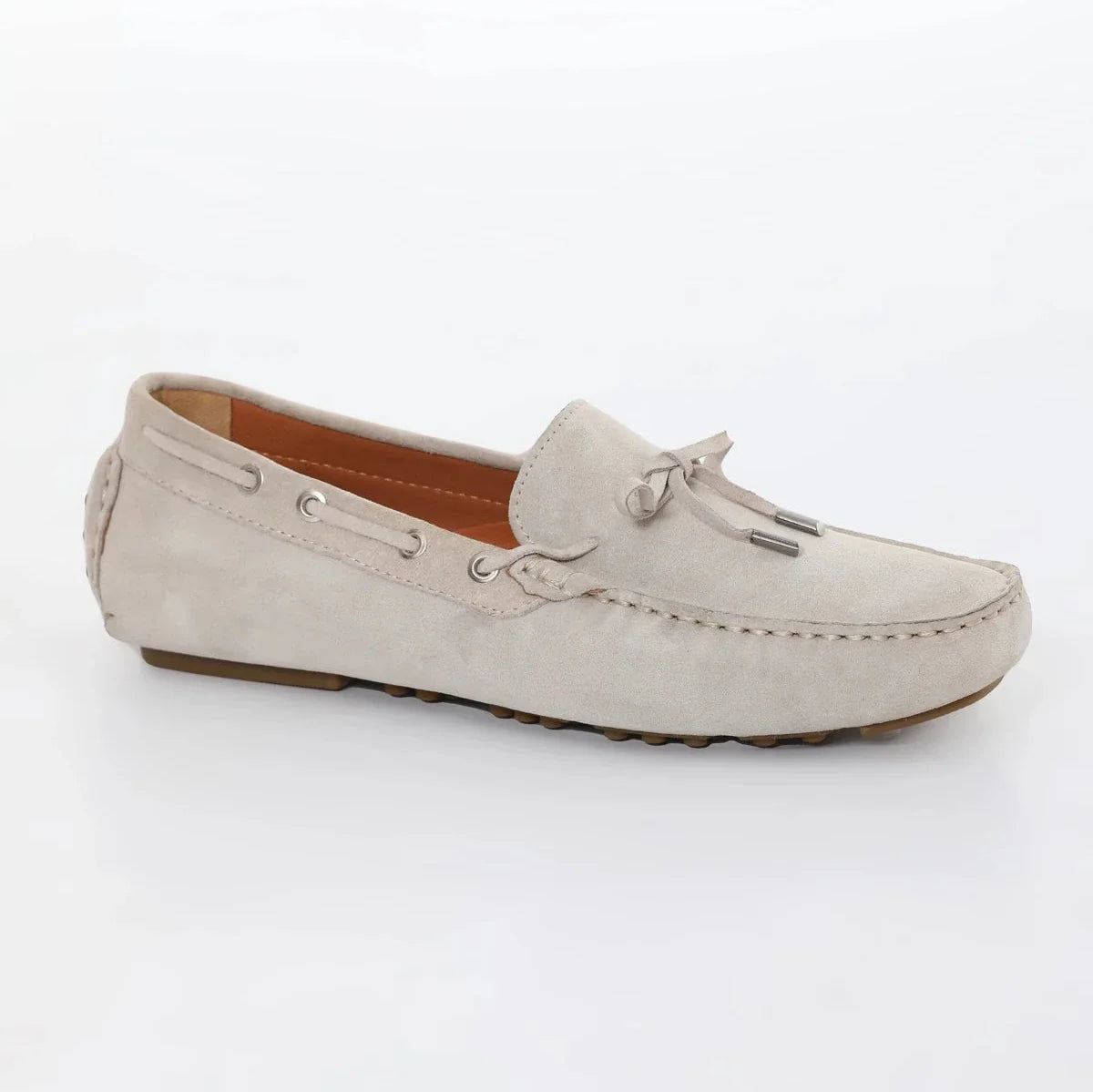 Beige Suede Leather Driving Loafer