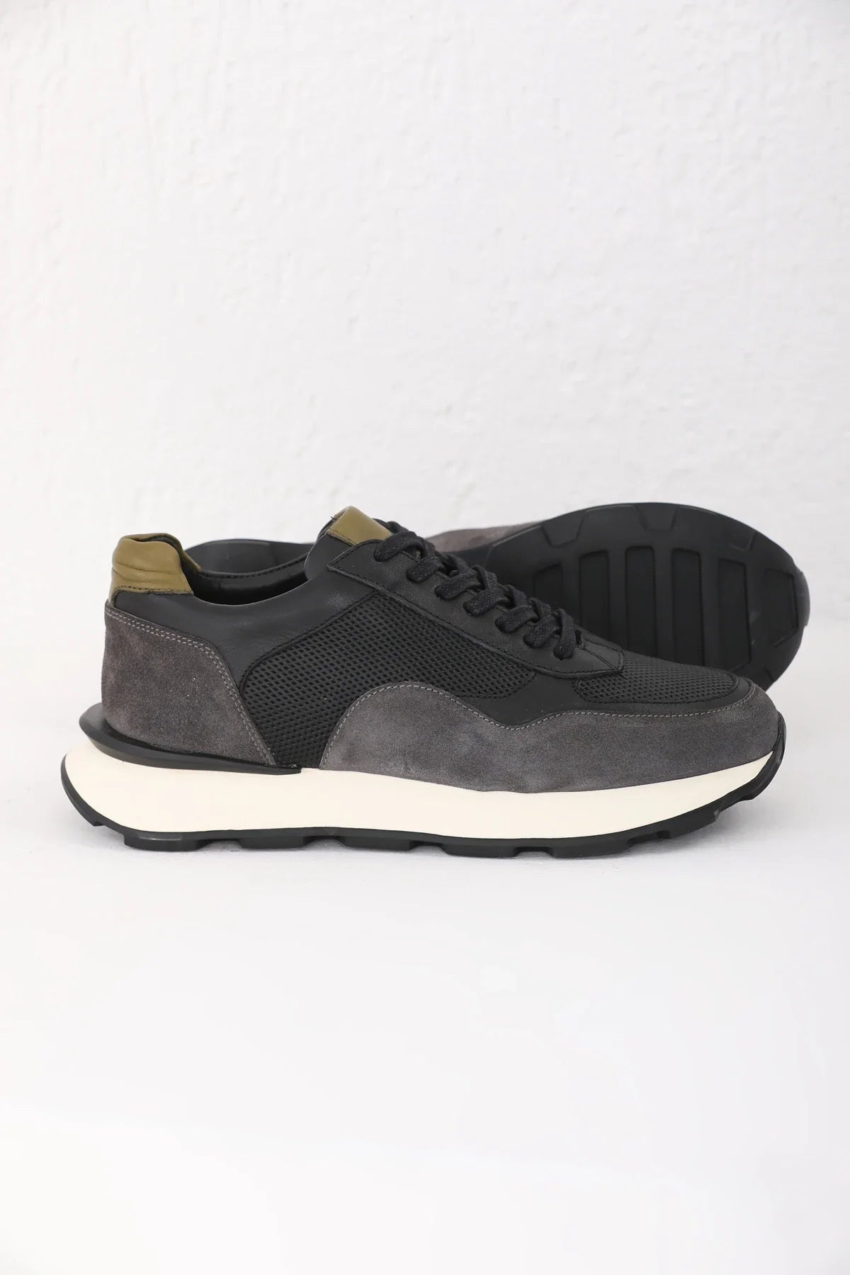 Grey And Black Suede Runners F-500