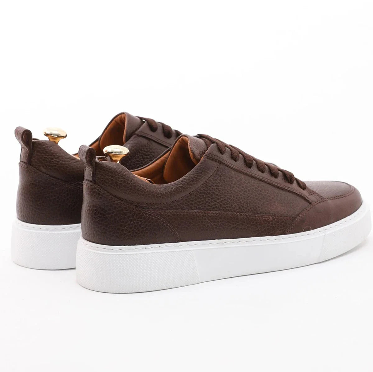 Brown Milled Leather Sneakers