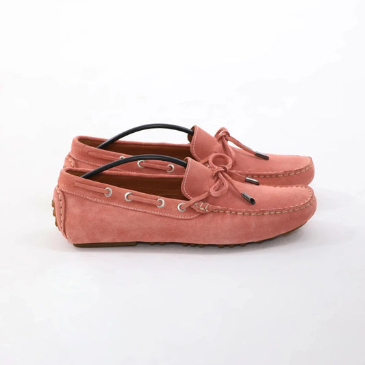 Light Pink Suede Driving Loafers