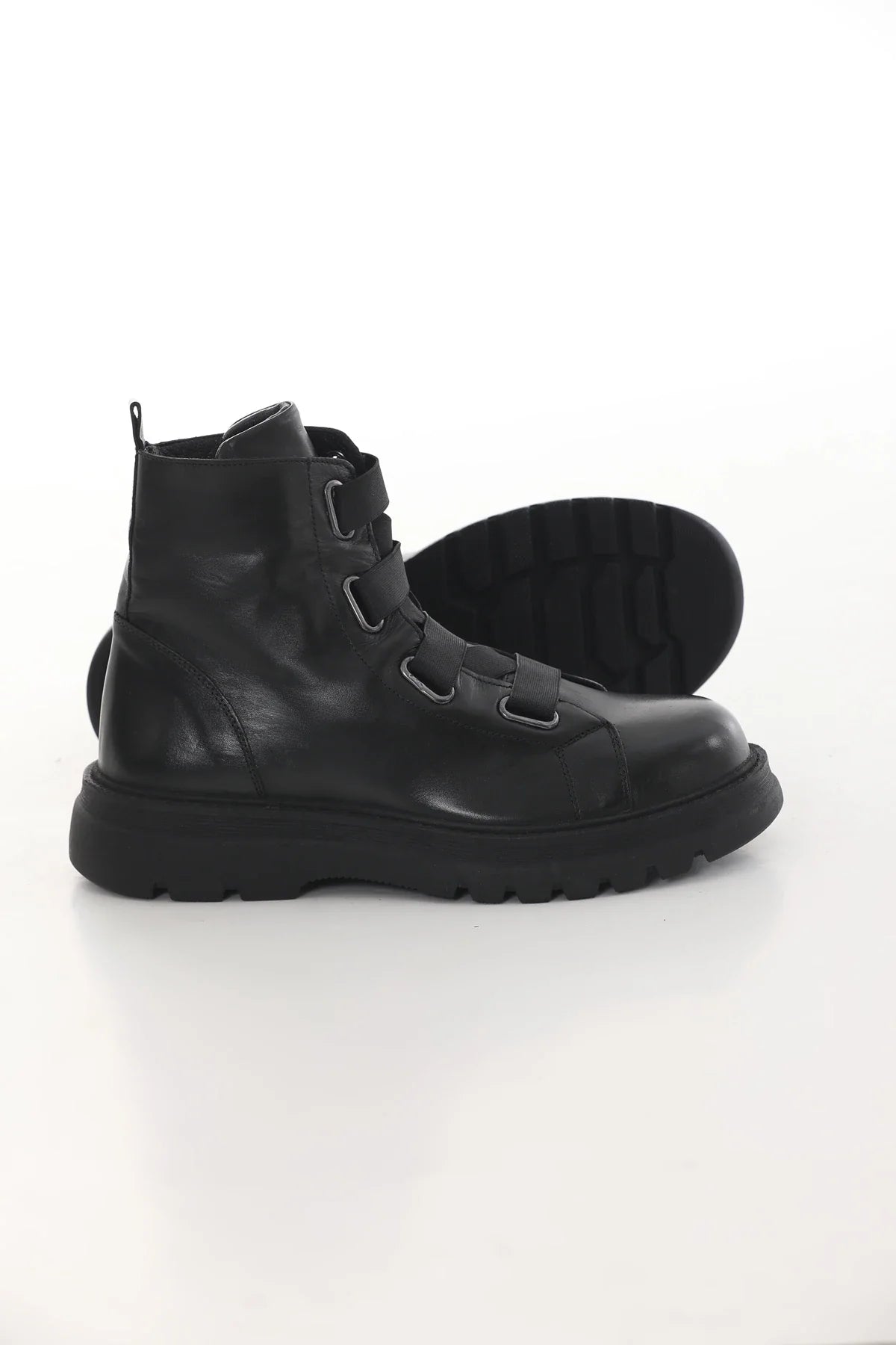 Black Calf Strap Eva Sole Boots FB-0335