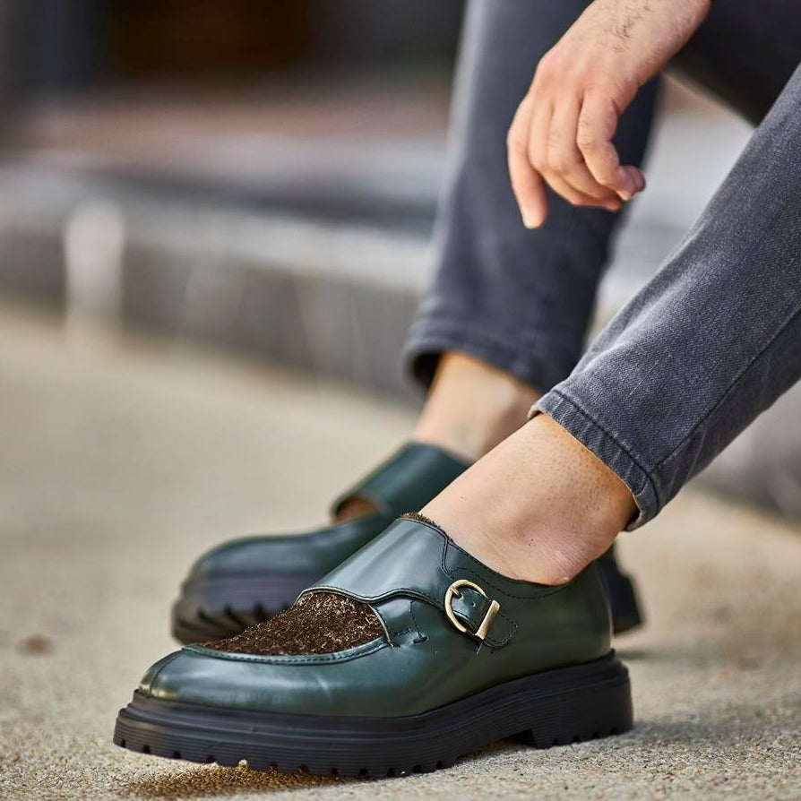 Khaki Calf Single Monk Chunky