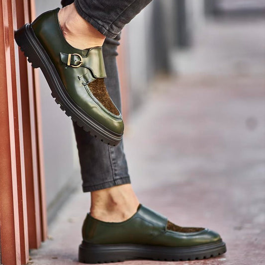 Khaki Calf Single Monk Chunky