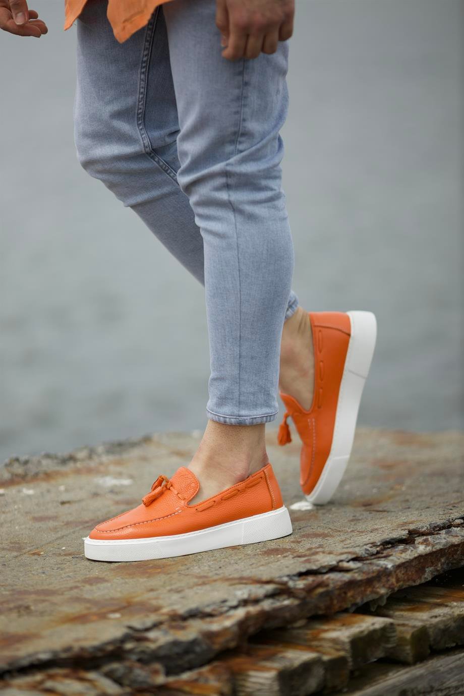 Orange Belgian Tassel Loafer