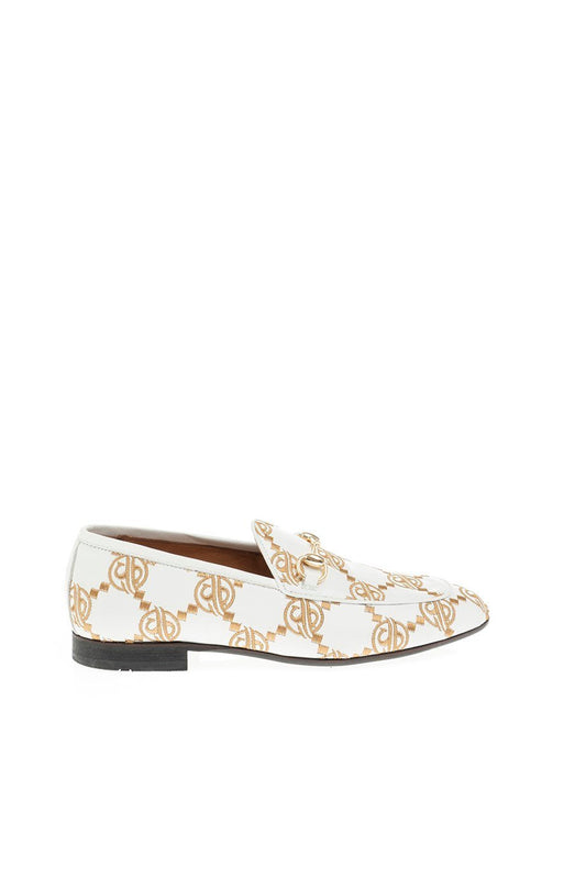 White Embroidered Nappa Leather Loafer